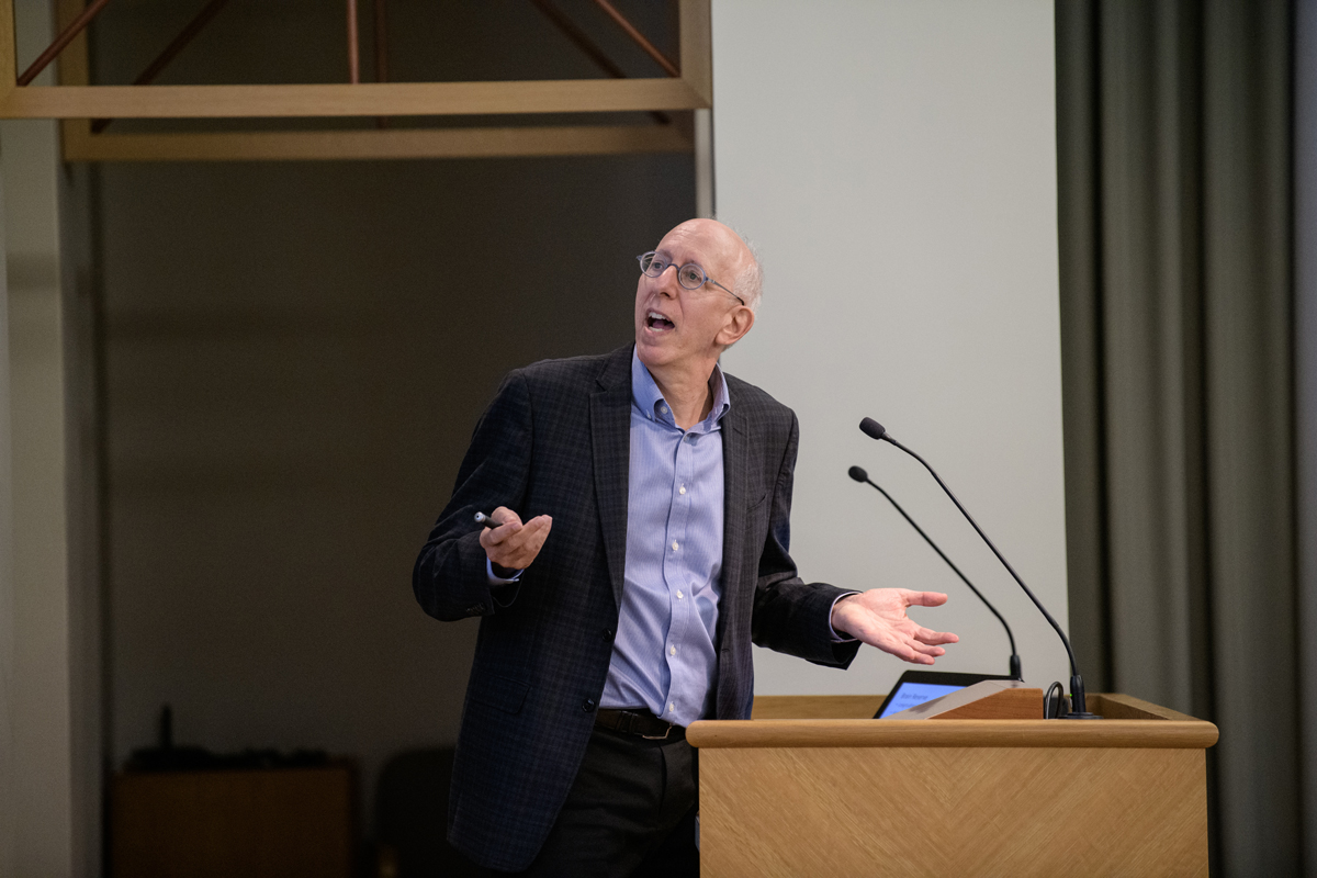 Yaakov Stern at the podium in the Beckman auditorium in October 2019 giving the Beckman Brown lecture.